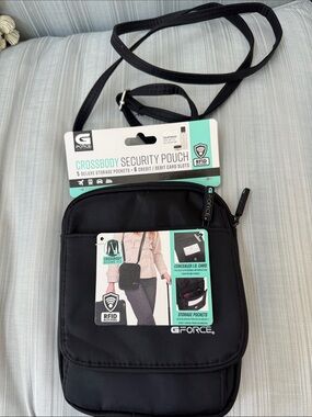 GForce Black Crossbody Security Pouch with RFID Protection - BNWT
